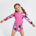 thumbnail image 2 of Shadoumai Girls Swimsuit Two Piece Bathing Suit Criss Cross Print Bikini Set with Ruffle Hem Swim Suits 6-14Y, 2 of 9