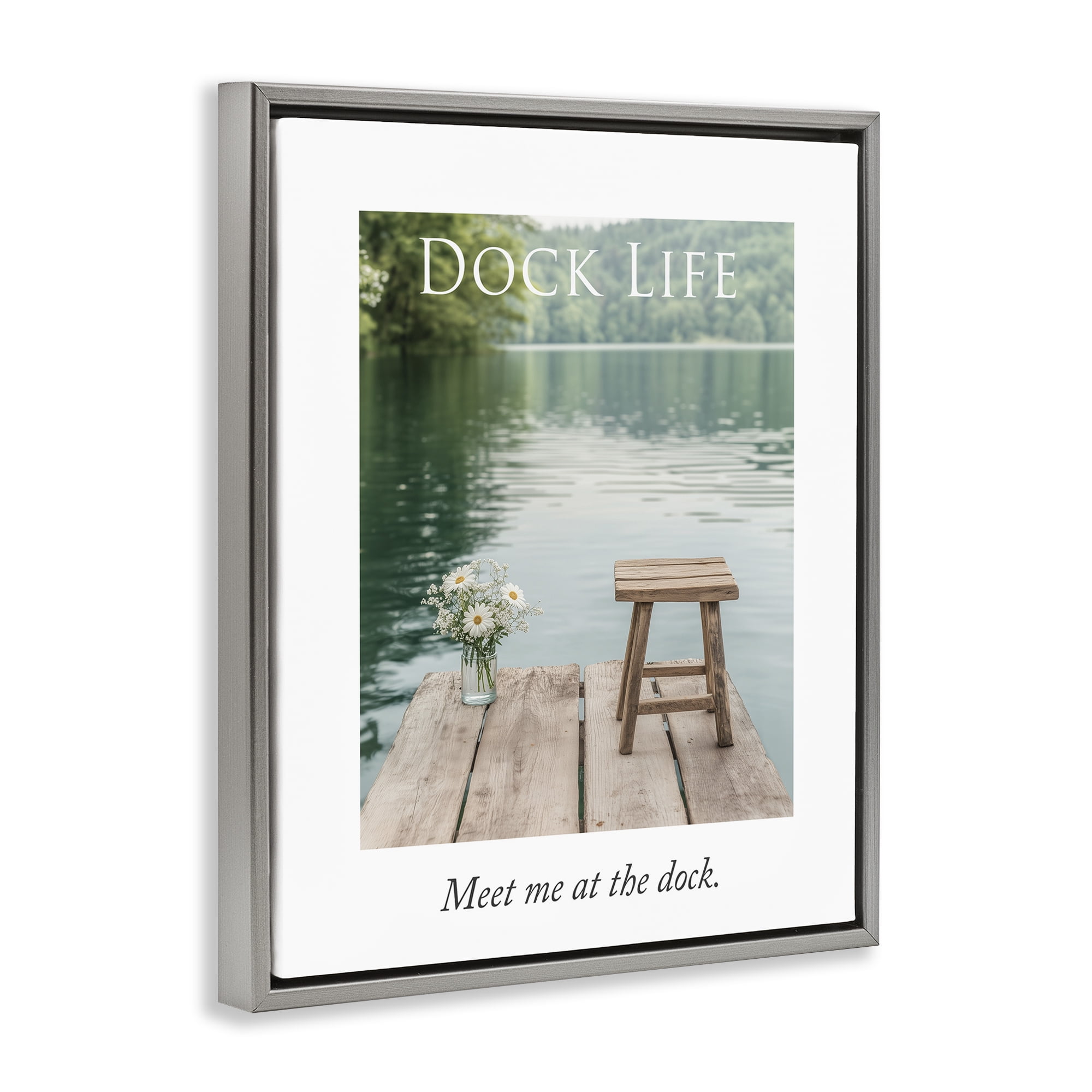 Stupell Industries Dock Life Calming Scenery Gray Framed Floater Canvas Wall Art, design by A Barefoot Stylist