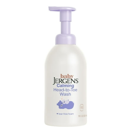 Baby Jergens Calming Head-to-Toe Foaming Wash, Tear-free Baby Shampoo and Body Wash, 18 fl oz