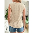 thumbnail image 6 of Eytino T Shirts for Women Summer Crew Neck Cap Sleeve Shirts Lightweight Crochet Textured Tunic Blouses, 6 of 9