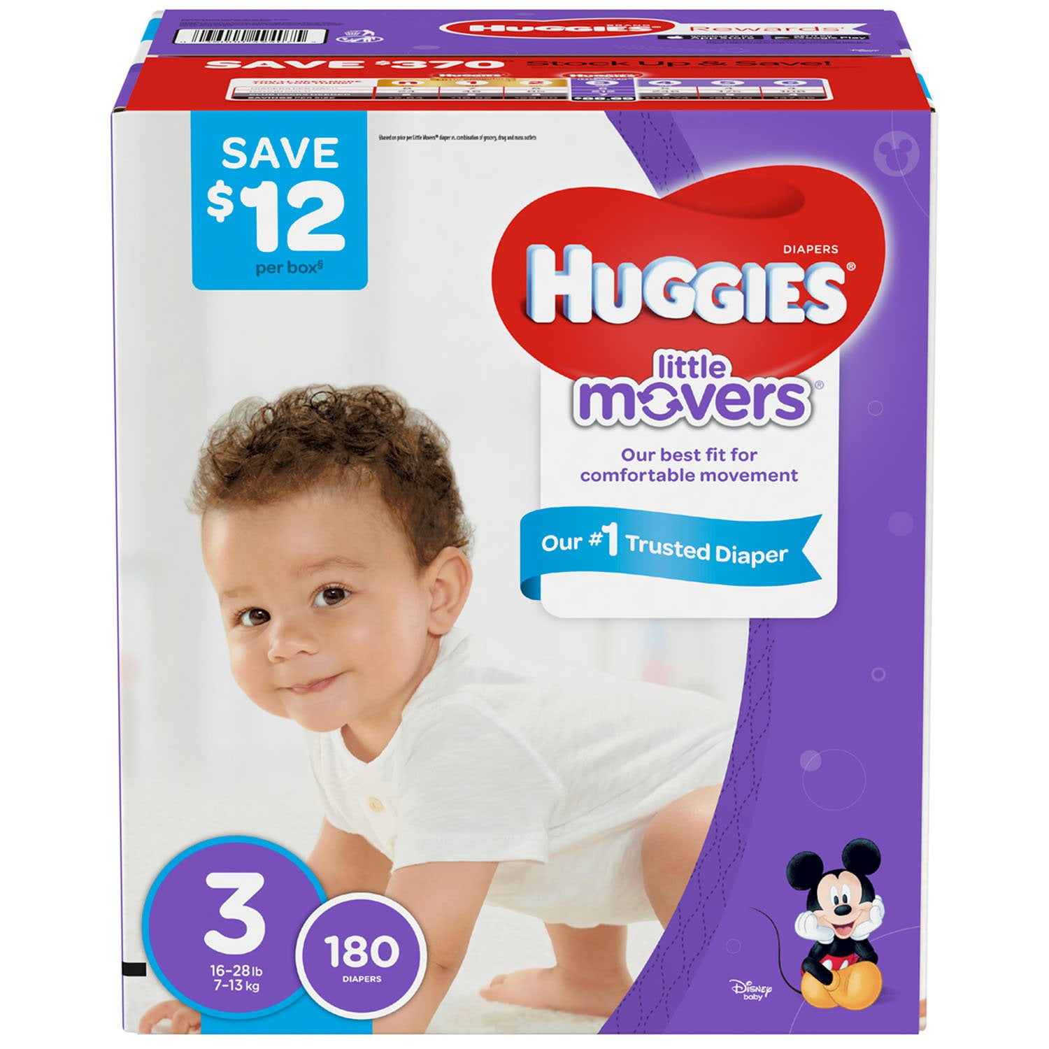 16-28lbs *Free 2 day shipping HUGGIES Little Movers Disposable Diapers Size 3 