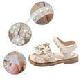 thumbnail image 4 of Huowey Girls Shoes Open Toe Summer Flats Dress Trendy Sandals Floral Design For Girls Summer Sneakers,White,4-4.5 Years, 4 of 9