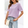 thumbnail image 5 of YOGAFOX Women's Short Sleeve Striped 2025 Tee Shirts Color Block Loose Casual Tops(Lilac-XL), 5 of 5