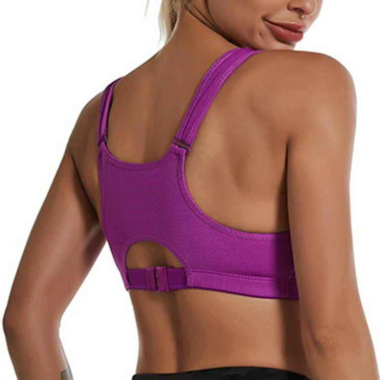 CAICJ98 Lingerie for Women Sports Bra High Impact - Zip Front Sports Bras  for Women Plus Size for Running Workout Purple,S 