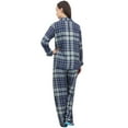 thumbnail image 2 of Bimba Navy Blue Check Print Women's Shirt With Pajama Pants 2 Pcs Nightwear - 4, 2 of 4