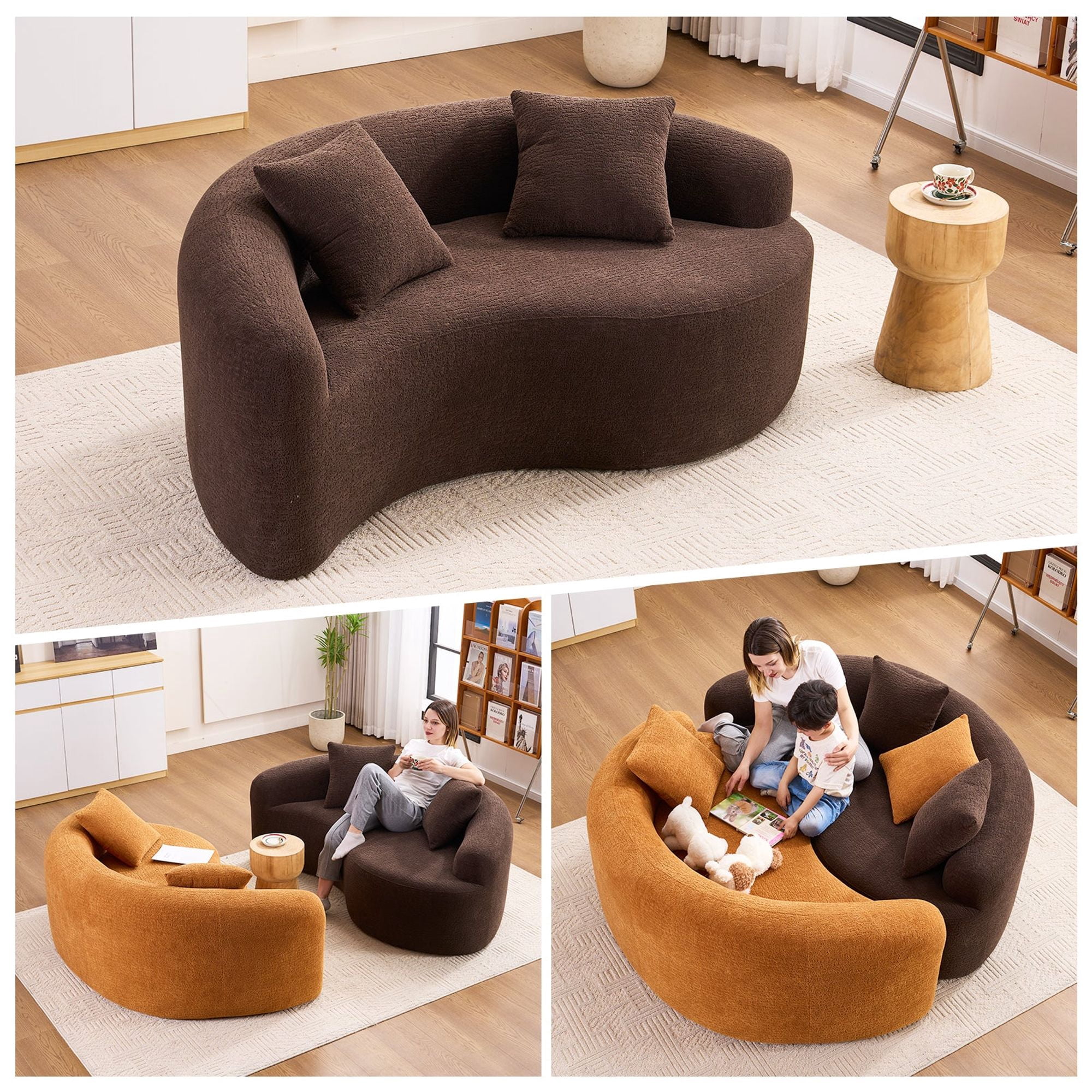 Sailvan S-Curved Chenille Sofa Loveseat, Dual-Depth, No Assembly, Compact for Small Spaces