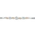 thumbnail image 2 of 925 Silver and 10K Yellow Gold White Created Sapphire and Sky Blue Aquamarine and White Lab Grown Diamond Bracelet for Women (2.06 Cttw, September Birthstone, Oval, Wheat Chain, 7.5 inches), 2 of 5