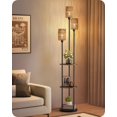 thumbnail image 1 of Lámpara de pie GOEBLESON de 3 luces estilo boho con estantes, 1 of 9