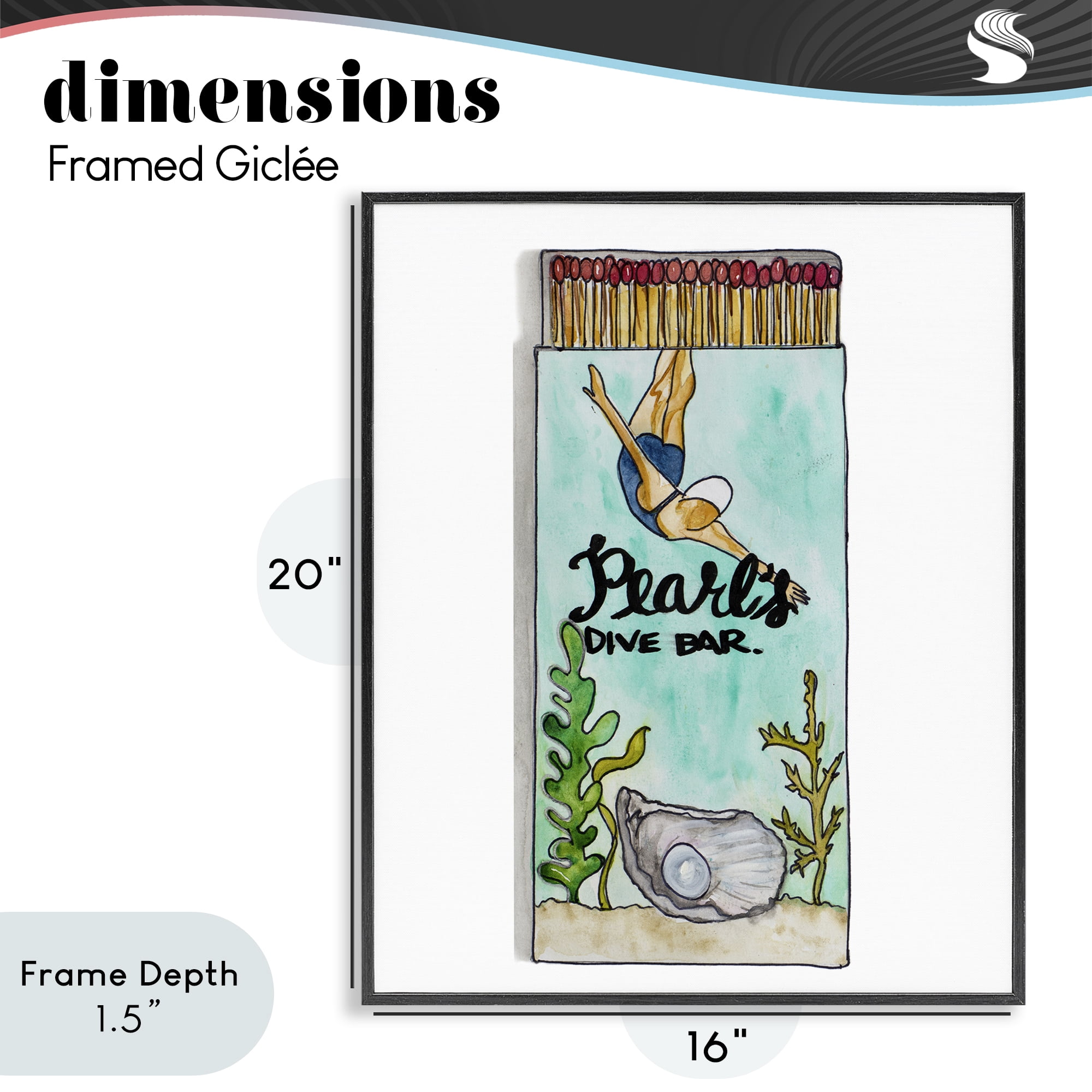 Stupell Industries Pearl Dive Matchbook Black Framed Giclee Art, design by Nola James