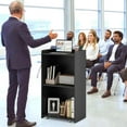 thumbnail image 2 of Costway 41" Presentation Podium with 2 Storage Shelves Laptop Computer Cart 4 Casters Black, 2 of 10