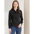 thumbnail image 4 of Allegra K Camisas Abotonadas Para Mujer Blusa De Satén Con Cuello Anudado Tops Casuales De Negocios Negro S, 4 of 6