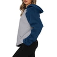 thumbnail image 4 of Jinhomg Women's Oversized Y2K Hoodie Trendy Color Block Raglan Sleeve Sweatshirts Casual Comfy Thin Fleece Boyfriend Hooded Pullover Pullover with Kangaroo Pocket Lightening Deals Blue L, 4 of 6