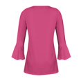 thumbnail image 4 of 3/4 Length Sleeve Womens Tops Dressy Casual Shirts Ruffle Bell Sleeve Front Pleated Fasion Trendy Summer Blouses, 4 of 5