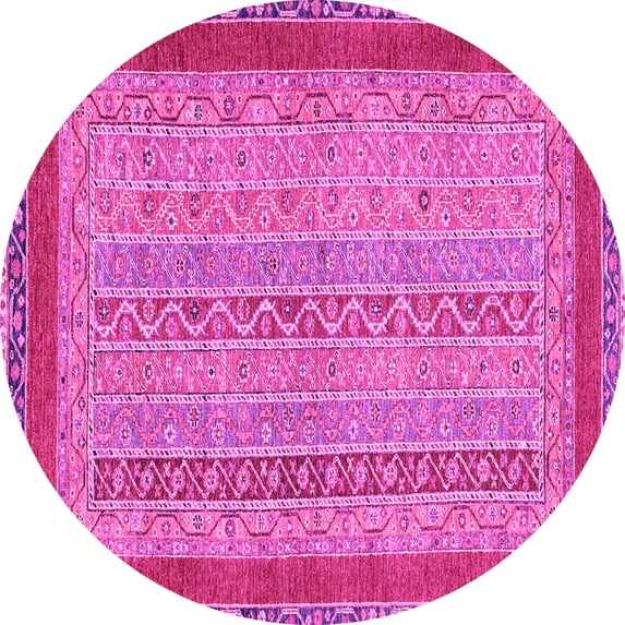 Ahgly Company Indoor Round Abstract Pink Modern Area Rugs, 4' Round