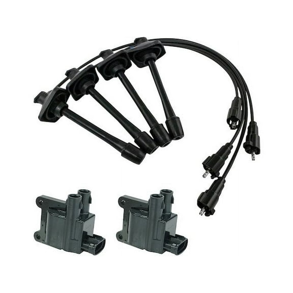 Ignition Coil and Spark Plug Wire Set 3 Piece - Compatible with 1999 - 2001 Toyota Solara 2.2L 4-Cylinder 5S-FE 2000