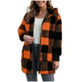 thumbnail image 5 of larppty Womens Oversized Sherpa Jacket Fuzzy Fleece Zip Up Jacket Warm Winter Coats Outerwear with Pockets (Orange, L), 5 of 6