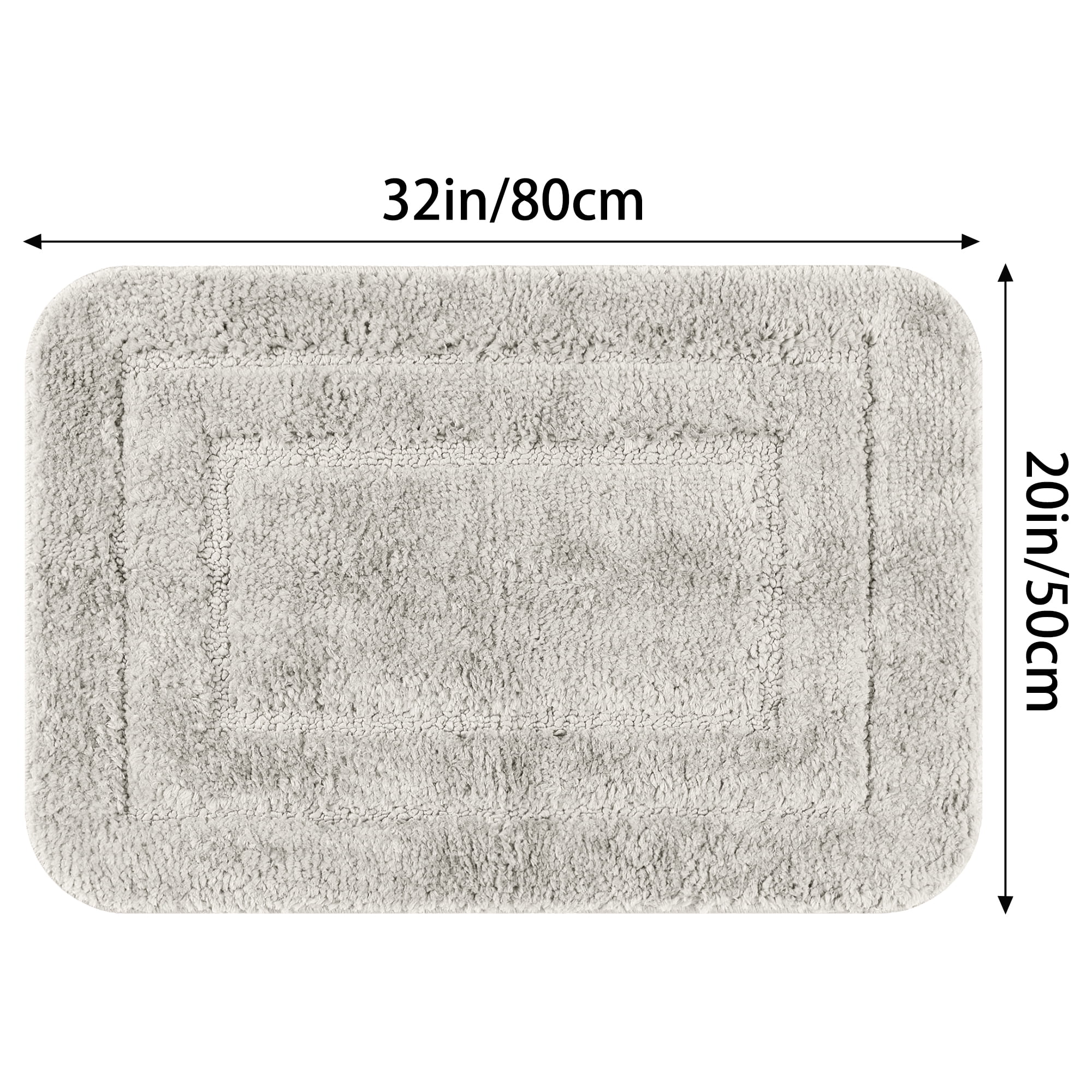 Unique Bargains Soft Absorbent Bath Mats 2 Pcs Non-Slip Plush Bathroom Rugs Light Grey 20" x 32"