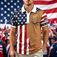 thumbnail image 7 of LTTVQM Polo Shirts for Men Summer 250th Anniversary USA Shirt Flag Print Shirts Patriotic 1776-2026 Short Sleeve 4th of July Outfits Brown 3XL, 7 of 7