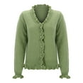 thumbnail image 4 of Cardigan For Women Long Sleeve Ribbed Knit Sweater Solid Color Fringe Edge Casual Open Front Soft Yarn Women's Cardigans, 4 of 5