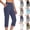 Navy, variant on Women's Capri Pants Stretch Elasticated Waisted Office Work Pants Lightweight Plain Cropped Tracksuit Bottoms Sport Yoga Pants Running Joggers with Pockets Solid Color Sweatpants
