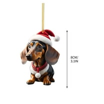 Tainini Christmas Acrylic Dachshund Dog Hanging, Sausage Dog Pendant for Car Home Holiday Party Wall Gifts Tree Decor, 3in