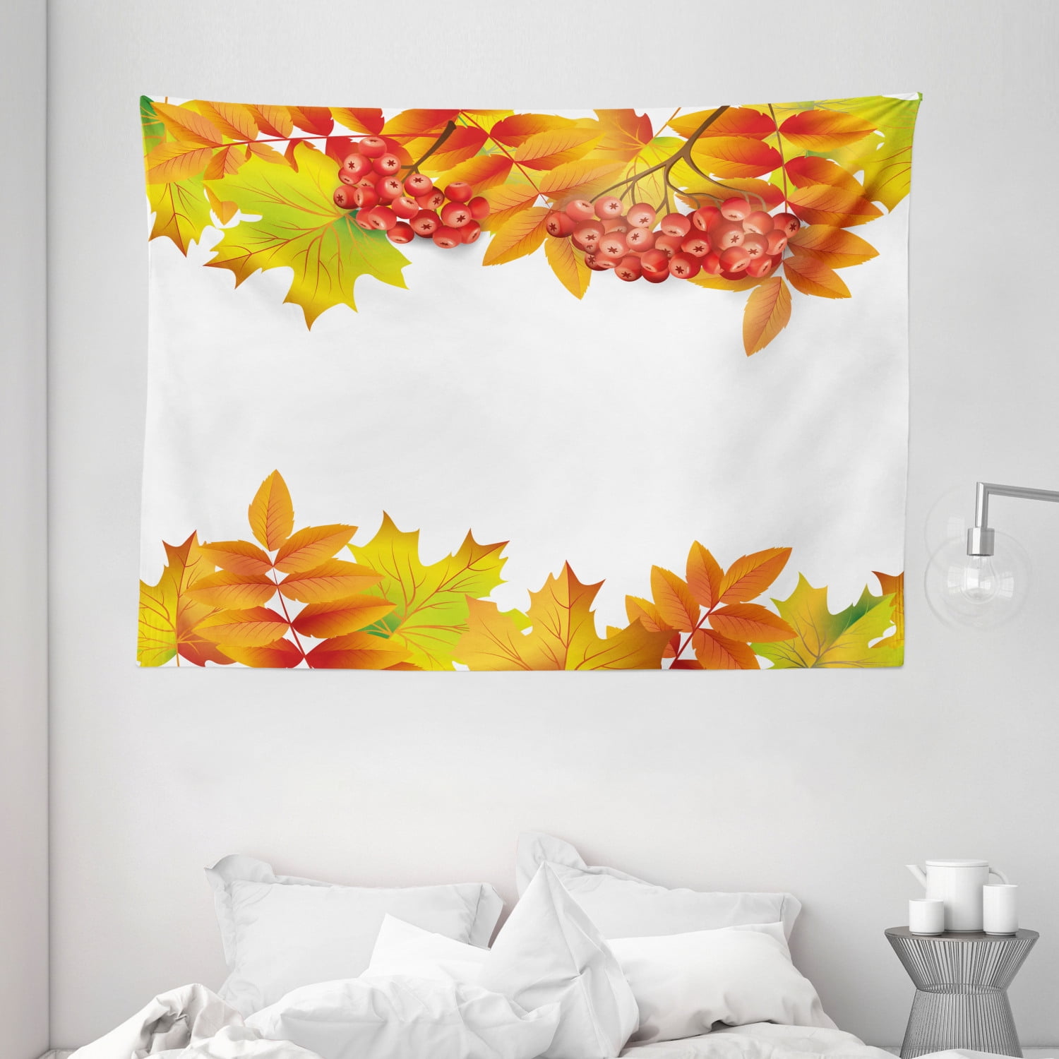 Rowan Tapestry, Autumn Branches Border Design with Red Ashberries and