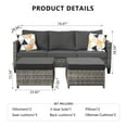 thumbnail image 5 of Ovios 3-Piece Outdoor Furniture Set All-Weather Wicker Patio Sofa with Cushions for Conversations, 5 of 5