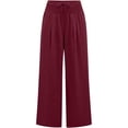 thumbnail image 4 of Cutuoiiu Women's Loose Fit Linen Pants with Pockets Smocked High Waist Drawstring Casual Wide Leg Trousers Gifts, 4 of 4