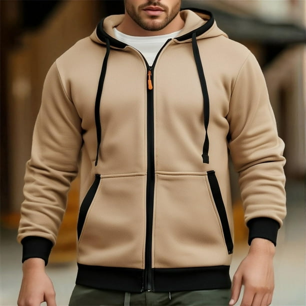 MHFRRA Sudadera con Capucha y Bolsillos para Hombre, Ligera, Informal, Cómoda, Estilo Urbano, Deportiva, con Capucha Caqui