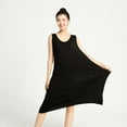 thumbnail image 4 of Previn Women's Bamboo Cotton Nightgown Soft Summer Sleepwear Sleeveless Nighties Calf Length Pj Dress Lightweight Sleep Shirt Scoop Neck Comfy Chemise Black Medium, 4 of 4