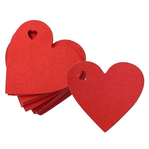 1 Set 100Pcs Valentine's Day Hanging Tags Heart-shaped Gift Tags Labels (Red)
