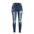 thumbnail image 5 of Gubotare Ripped Jeans Womens High Waisted Women's High Rise Ripped Skinny Jeans Stretch Slim Fit Distressed Destroyed Denim Ankle Pants (Dark Blue,Size L), 5 of 5