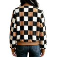 thumbnail image 6 of Zijinkuiwen Women Checkered Print Bomber Jacket Zip Up Long Sleeve Ribbed Trim Outerwear for Casual Daily Wear, 6 of 6