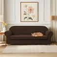 thumbnail image 3 of DyFun Traditional Couch Cover Stretch Sofa Slipcover, Jacquard Couch Cushion Protector Pet Friendly (Chocolate, Loveseat), 3 of 7