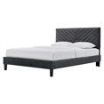 thumbnail image 1 of Platform Bed Frame, King Size, Charcoal Grey Gray, Velvet, Modern Contemporary, Bedroom Master Guest Suite Room, 1 of 9