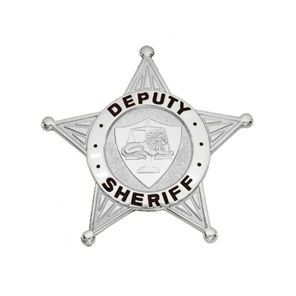 Hero's Pride 5-Point Star Deputy Badge, Silver Finish, 2.5" x 2.5", Pin/Catch Backing