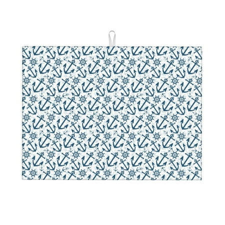 

Cauagu Dish Drying Mat 24*18 inch Absorbent Dish Drainer Kitchen Counter Dish Drying Pad for Countertops Sinks Draining Racks( Nautical Theme Anchors)