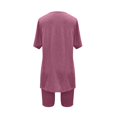thumbnail image 5 of MXUIKV Workout Sets for Women Lightweight Summer Loose Fitted Side Slit Hem T-Shirts Tight Shorts(XX-Large,Wine), 5 of 7