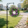 thumbnail image 6 of Spring Artificial Grass Wreath - Small Eucalyptus & Fake Flower Door Decoration, Versatile Indoor Outdoor Home Decor for Spring Celebrations, Durable Faux Greenery Garland, 12in, Purple, 6 of 7
