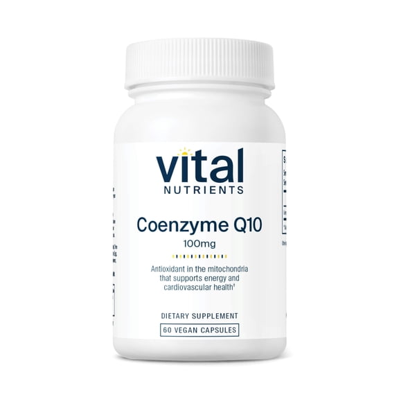 Vital Nutrients CoQ10 100mg | Vegan Supplement | CoEnzyme Q10 from Ubiquinone | Potent Antioxidant to support Heart Health and Energy levels | Gluten, Dairy and Soy Free | Non-GMO | 60 Capsules