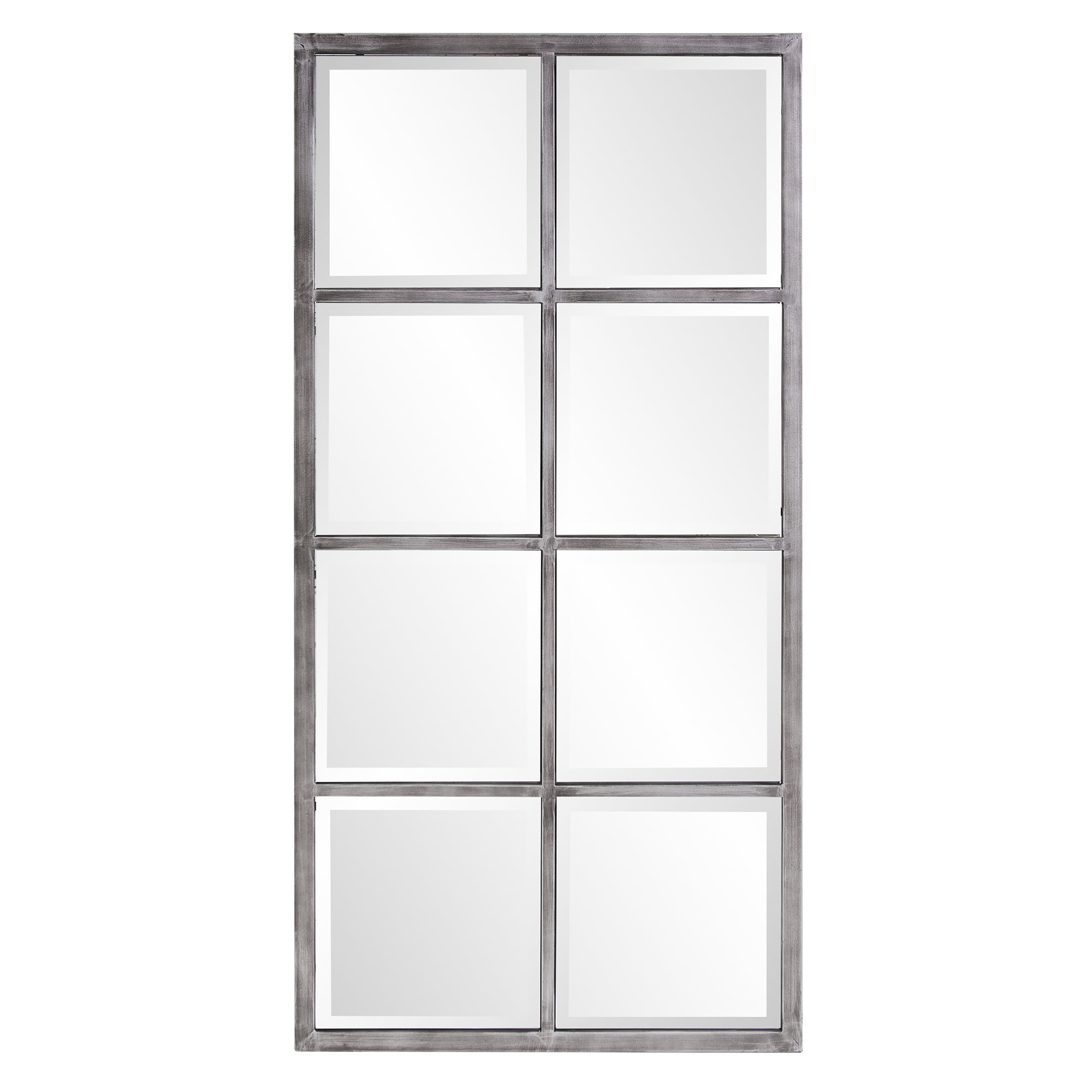 Tyler Dillon Rectangular Metal 24' x 48' Silver Windowpane Wall Mirror