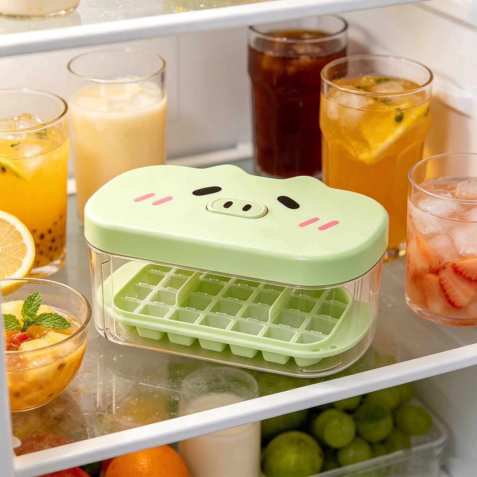 Werulen Press Type Ice Mold One Button Release Easy Demold,Home Kitchen Beverage Cooling Ice Making Tool,Ice Maker,Freezer Mold,Chilling Accessory