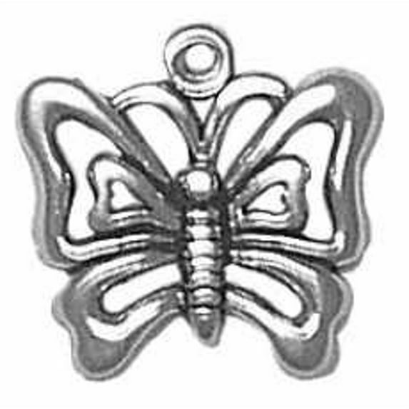 Sterling Silver 30" .8mm Box Chain Cut Out Butterfly Pendant Necklace