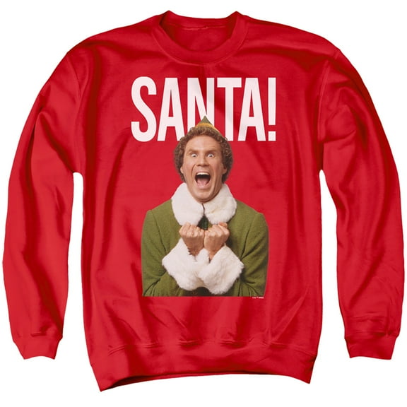Elf Christmas Saaaaaanta Unisex Adult Crewneck Sweatshirt (Large) Red