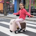 thumbnail image 2 of Canddidliike 2-In-1 Kids Ride On Suitcase with Wheels, Toddler Carry On Luggage, Children Travel Essential for Outdoor, Pink, 2 of 15