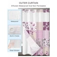 thumbnail image 4 of No Hook Shower Curtain with Snap-in Liner, Boho Purple Flowers Waterproof Fabric Bathroom Curtains, Spring Floral Botanical Patchwork Vintage Bath Curtains & Mesh Top Window 60"x72", 4 of 9