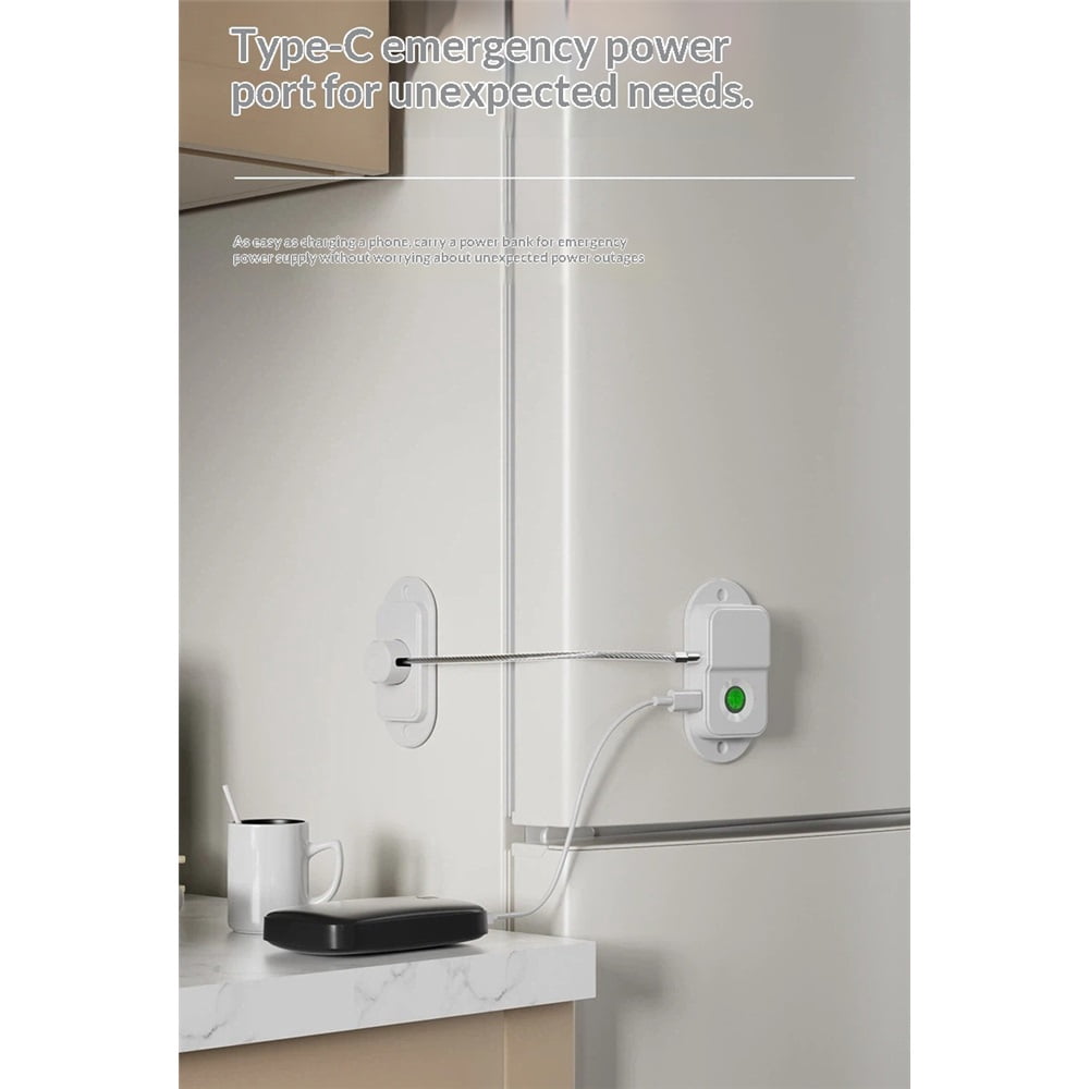 Fingerprint Fridge Lock, Refrigerator Lock with Fingerprint, for Fridge, Cabinet Locks, Drawers, Dishwasher, Toilet and Cabinet Locks Baby Proofing, 3M Adhesive No Drilling (White)