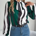 thumbnail image 7 of Posijego Womens Workwear Blouse Striped Dressy Casual Mock Neck Long Sleeve Spring Tops Fashion Shirts, 7 of 7