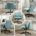 thumbnail image 2 of Criss Cross Desk Chair with Wheels and Flip Arms, Thick Padded Wide Seat Office Chair, Fabric Cross Legged Office Chair for Home Office, Mid Back Swivel Makeup Vanity Chair, 2 of 7