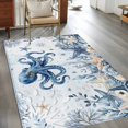 thumbnail image 3 of Ocean Octopus Washable Area Rugs 4'x6', Blue Yellow Sea Star Shell Coral Blue Low Pile Throw Living Room Rug Non-Slip Sturdy Edge Binding Carpet for Indoor Entryway Bedside Kitchen, 3 of 9